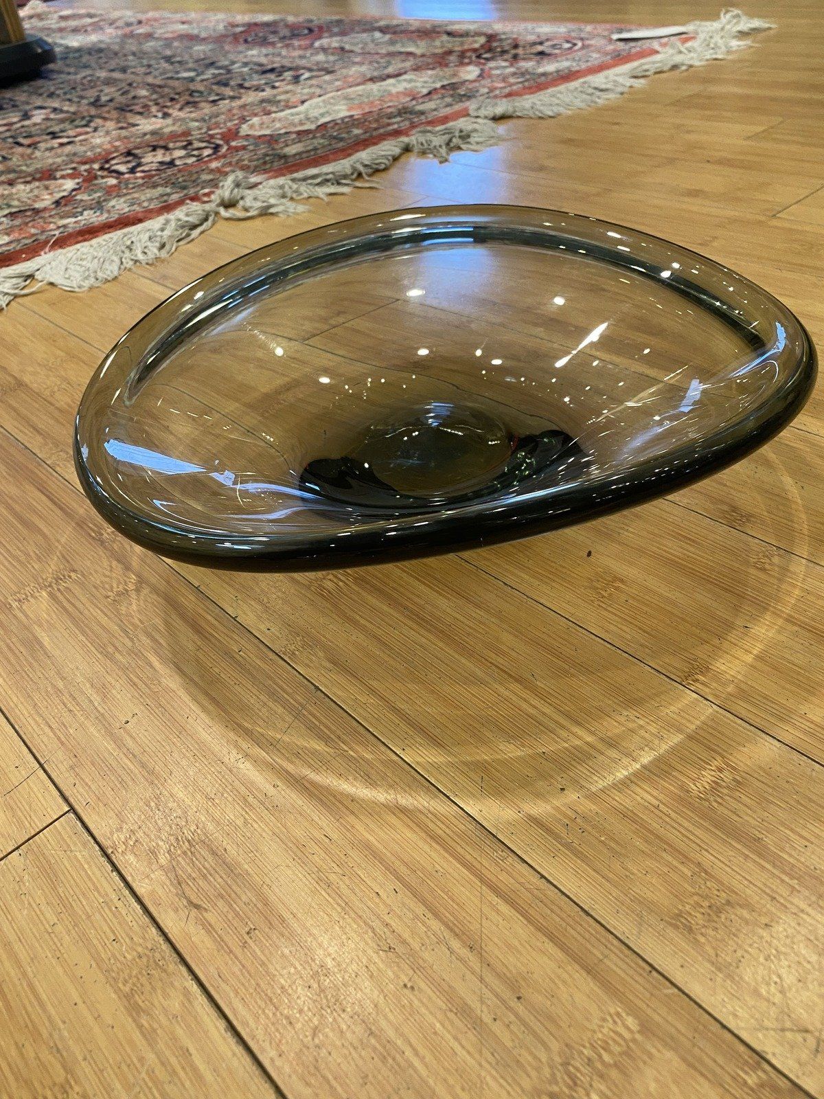 Signed Per Lutken Holmegaard Swedish Mid Century Modern c.1957 Smoky Art Glass Centerpiece Bowl 3
