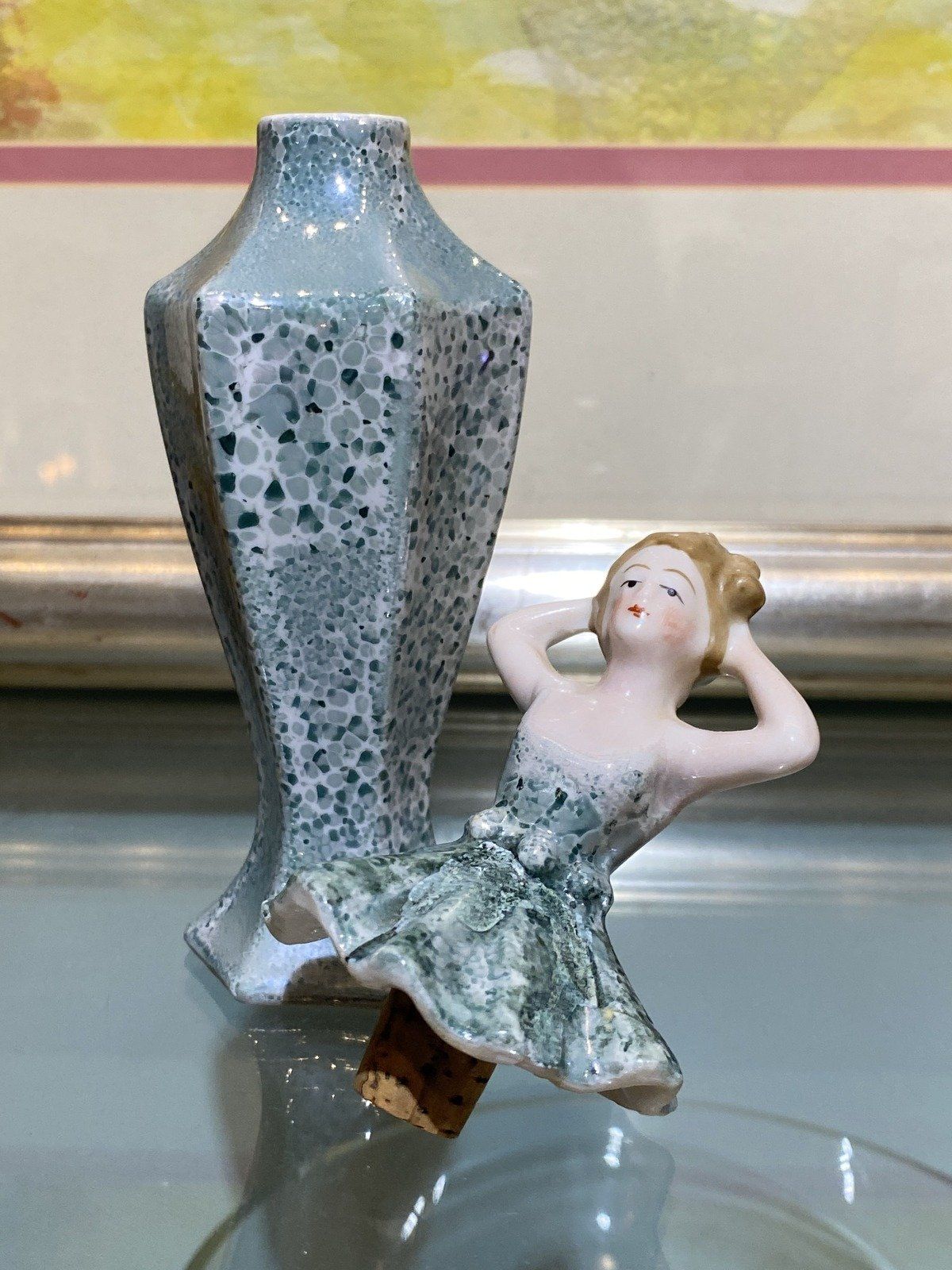 Bavaria Speckled Porcelain Lady Top Perfume Bottle 2