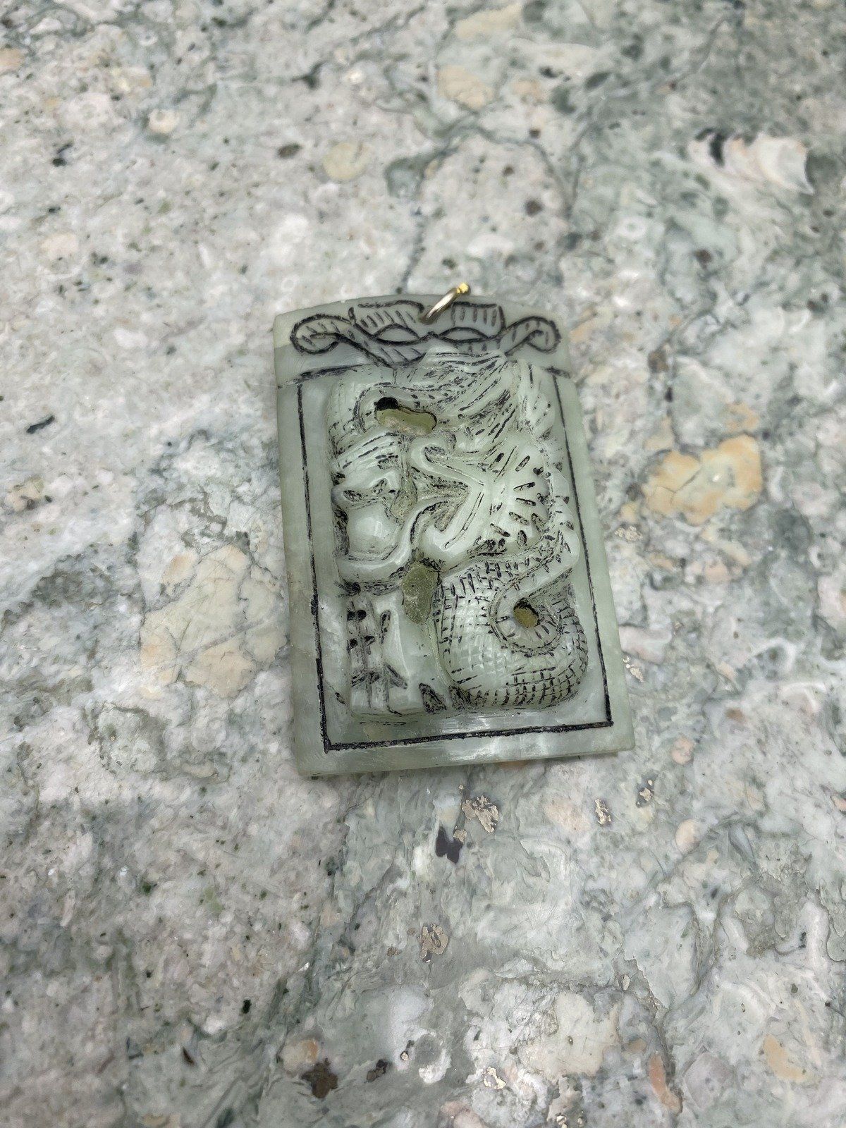 Vintage Natural Jade Dimensional Carved Dragon Pendant