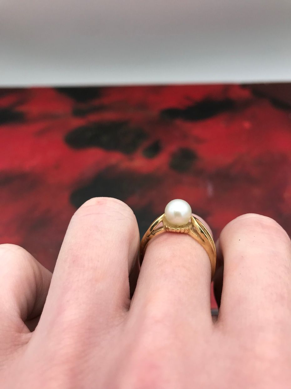 14k Gold Fisher & Co. Pearl Ring c.1940s 3