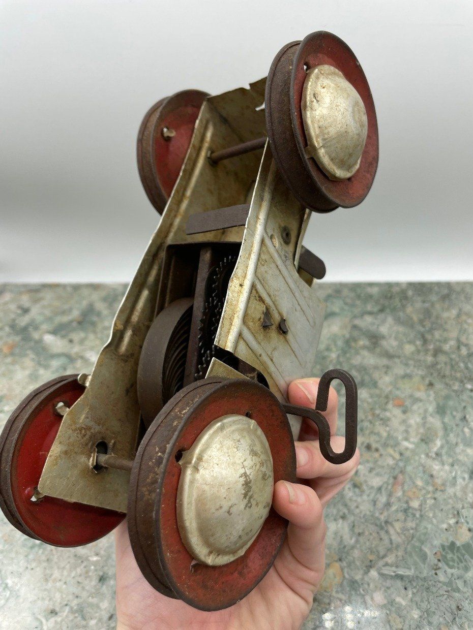 Vintage Louis Marx Aluminum Toy Wind Up Tractor 2