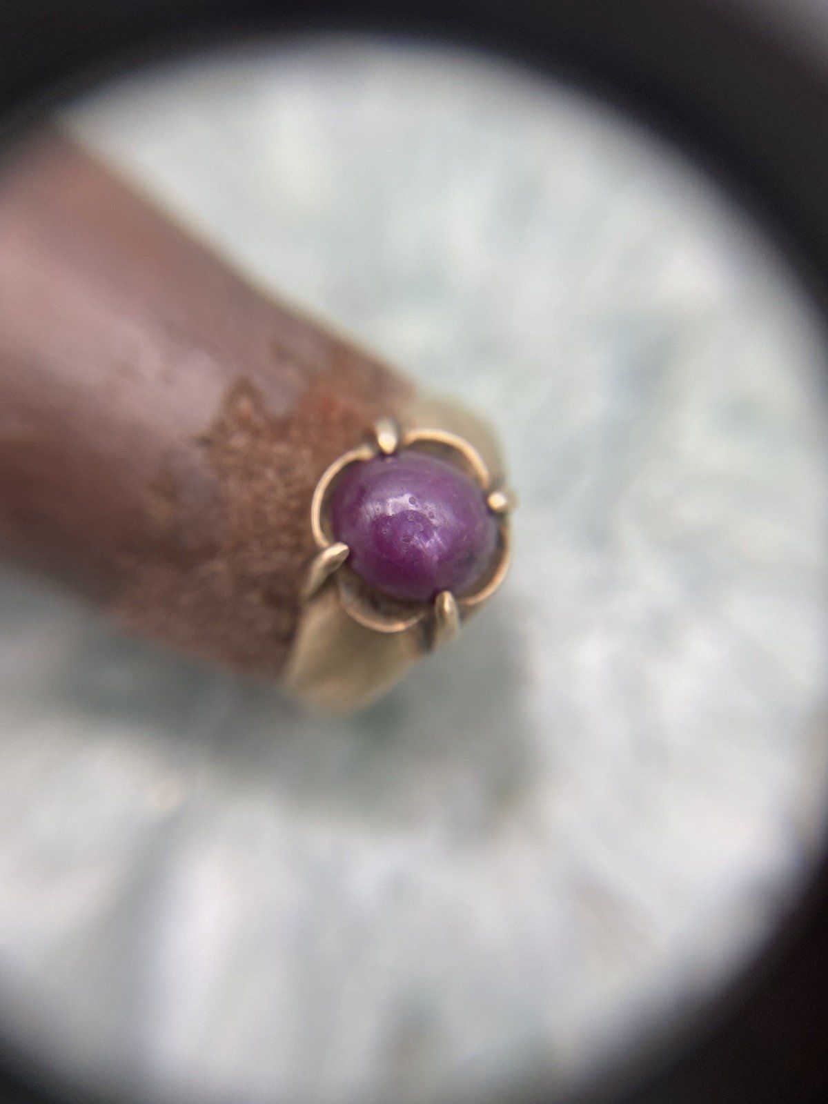 Very Old + Very Small Antique Bliss Ruby Belcher Set 10k Gold Pinky Ring 8