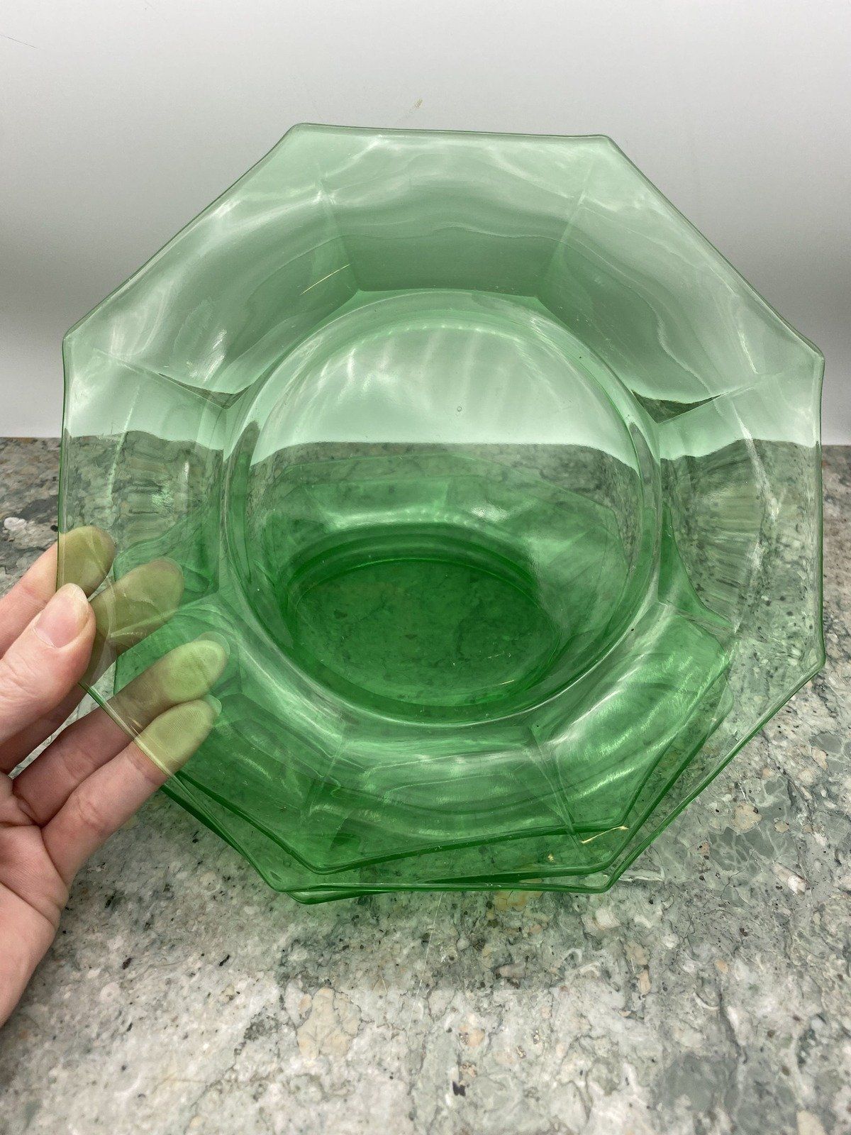 Set of 3x Green Depression Glass Plates 2