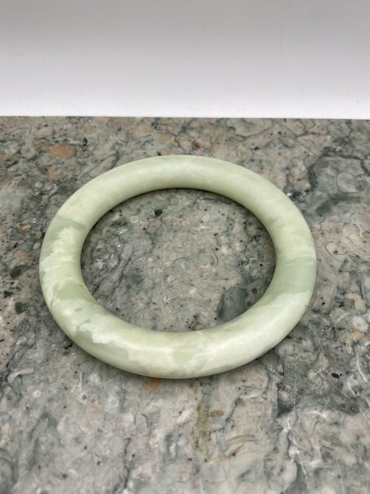 Stunning Soft Green Chinese Jade Solid Stone Bangle Bracelet 5