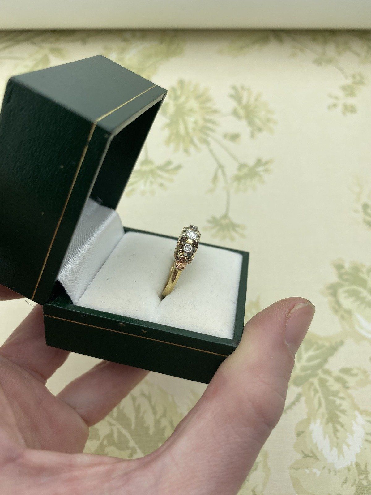 Antique Victorian Ornamental Old Euro Diamond Ring w Bezel Diamond Shoulders #2218 6