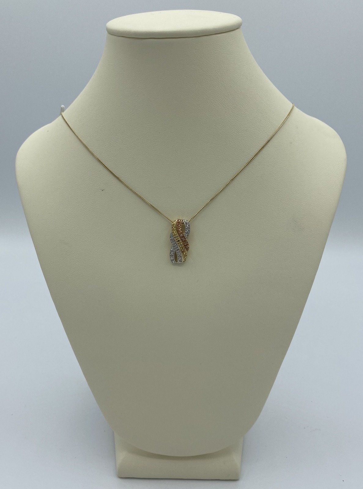 Sterling Silver Necklace 3 tone Drop Pendant
