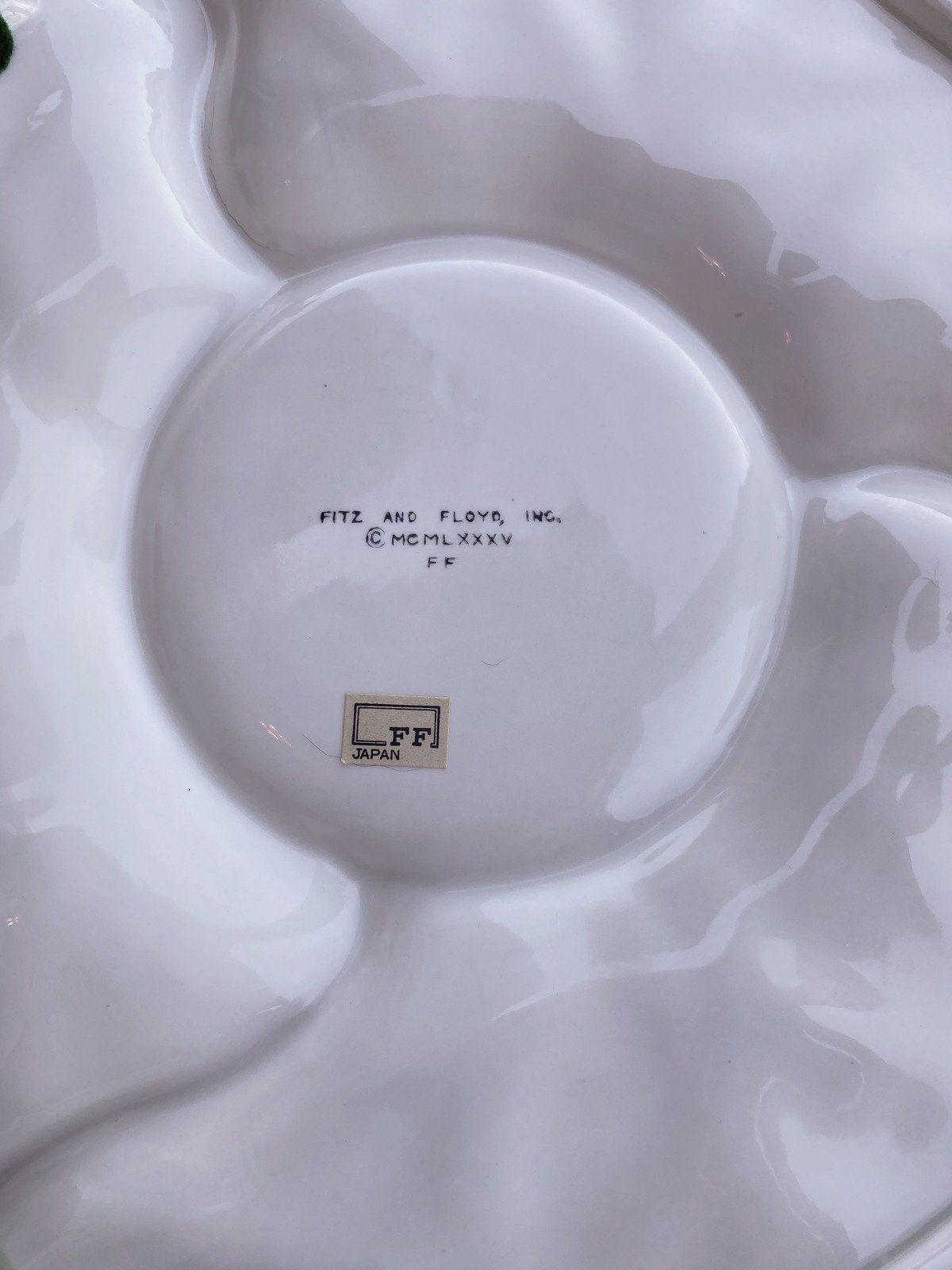 Vintage Ceramic Fitz and Floyd Divided Serving Appetizer/Chip + Dip Tray 10