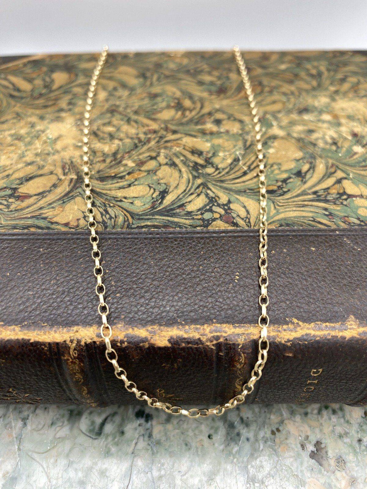 14k Gold Antique 18L Cable Link Chain Necklace 2
