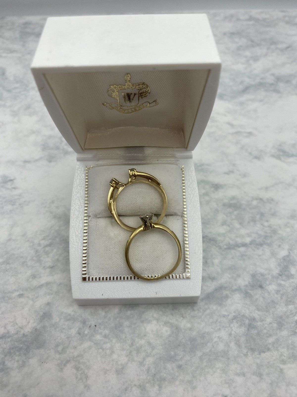 14k Gold .75ct Marquise Diamond Bridal Set w Retrofit Diamond Ring Guard #2950 3