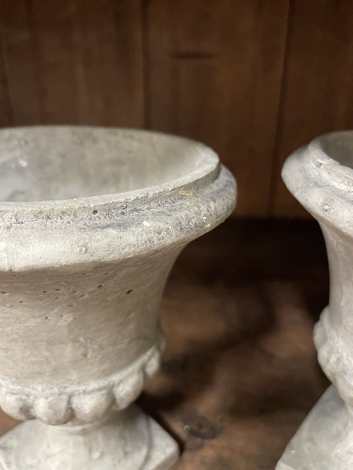 Pair of Mini Concrete Style Urn Vases 2