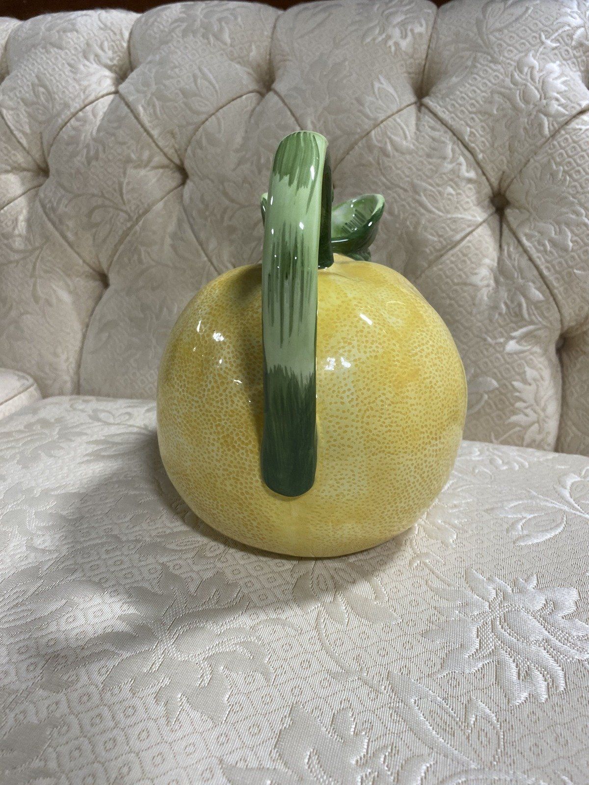 Vintage c.1983 The Haldon Group Majolica Style Meyer Lemon Drink Pitcher 3