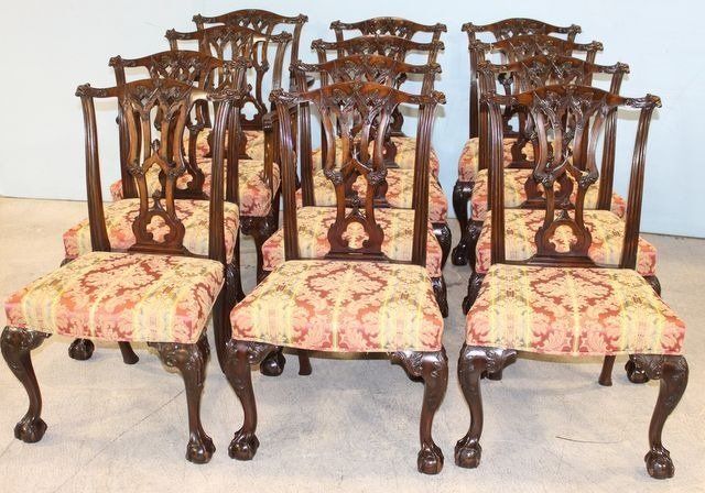 6 Fine Claw and Ball Chippendale Dining Table Chairs 2
