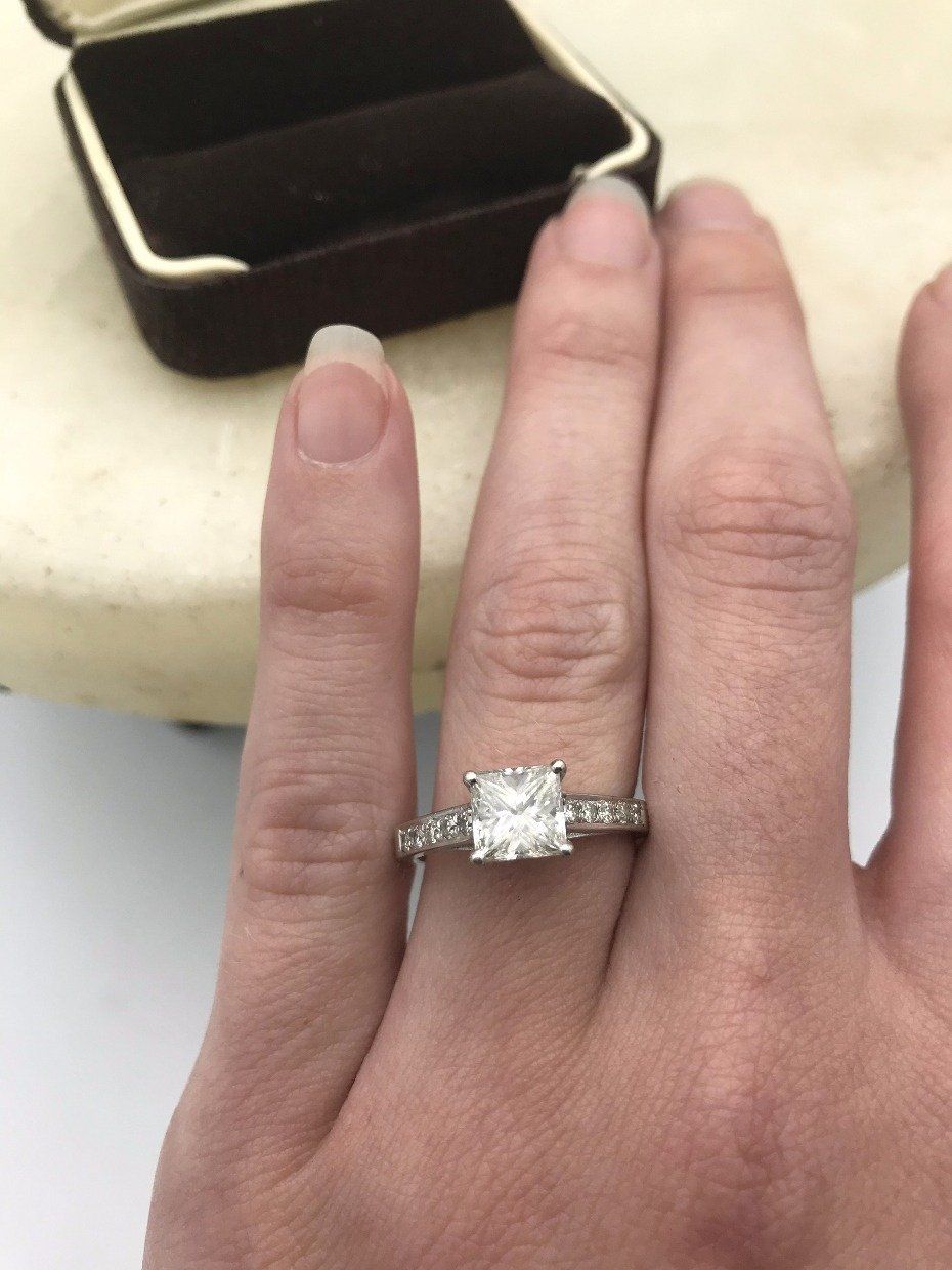 14k White Gold 1.83tcw Princess Cut Engagement Ring 5