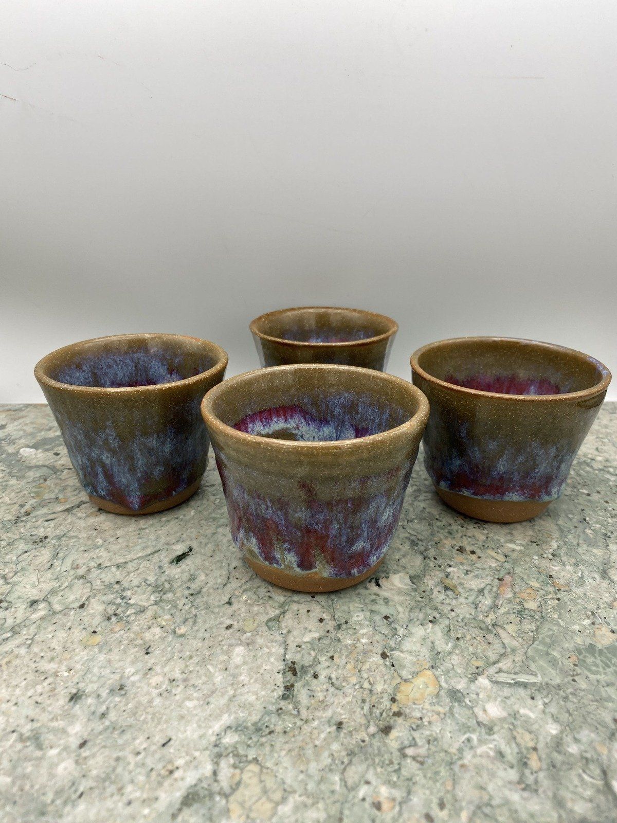 Retired Red Leaf Arcola, MS Pottery Signed c.2007 4x PC Tumbler Set 5