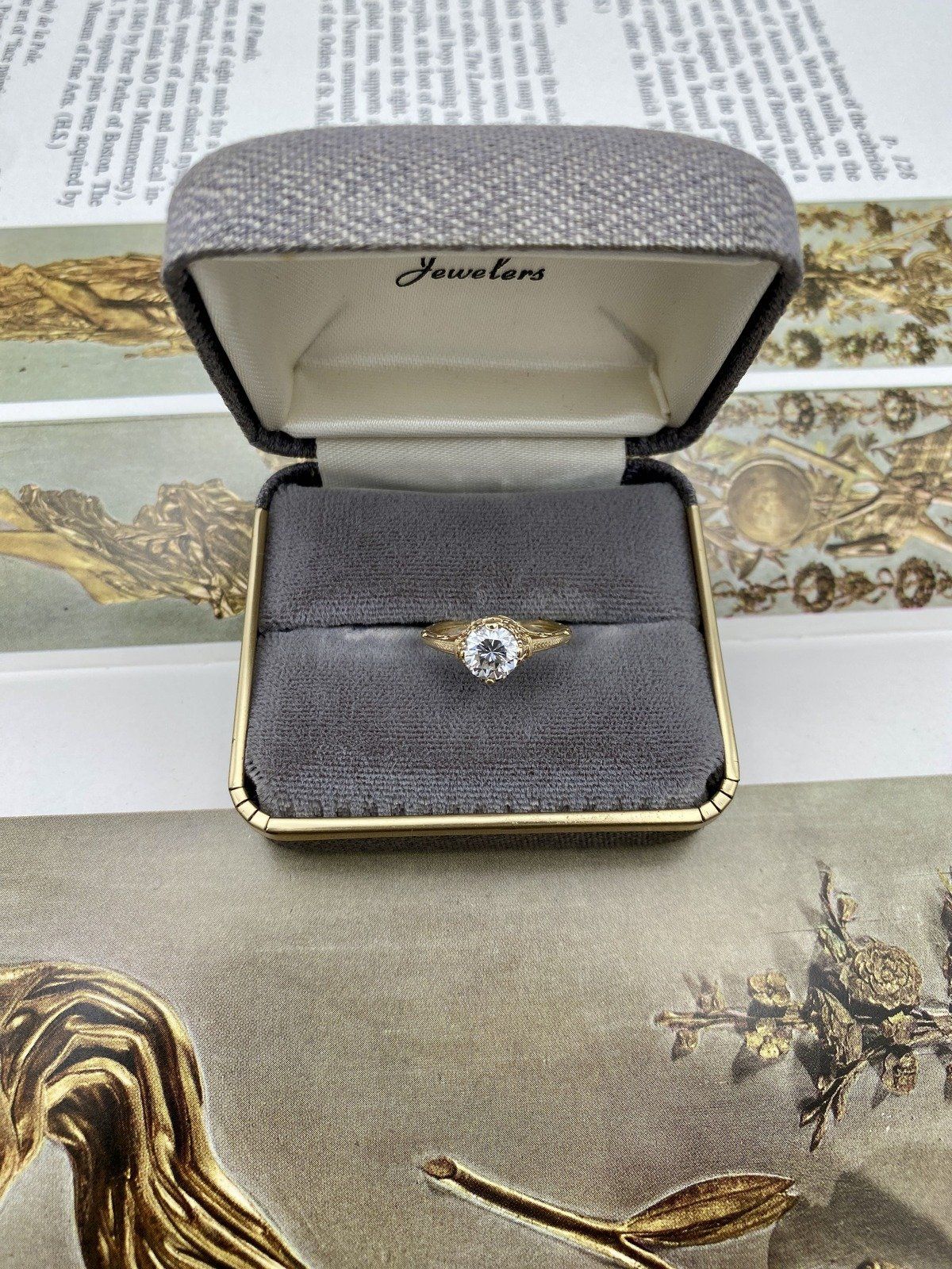 Stunning 14k Gold Antique Inspired 1ct Natural Solitaire Diamond Filigree Engagement Ring 4