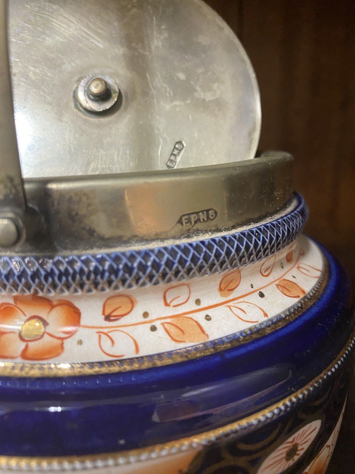 Antique Stamped William Wood Co. Imari Style Oriental Biscuit Barrel Kitchen Jar 4