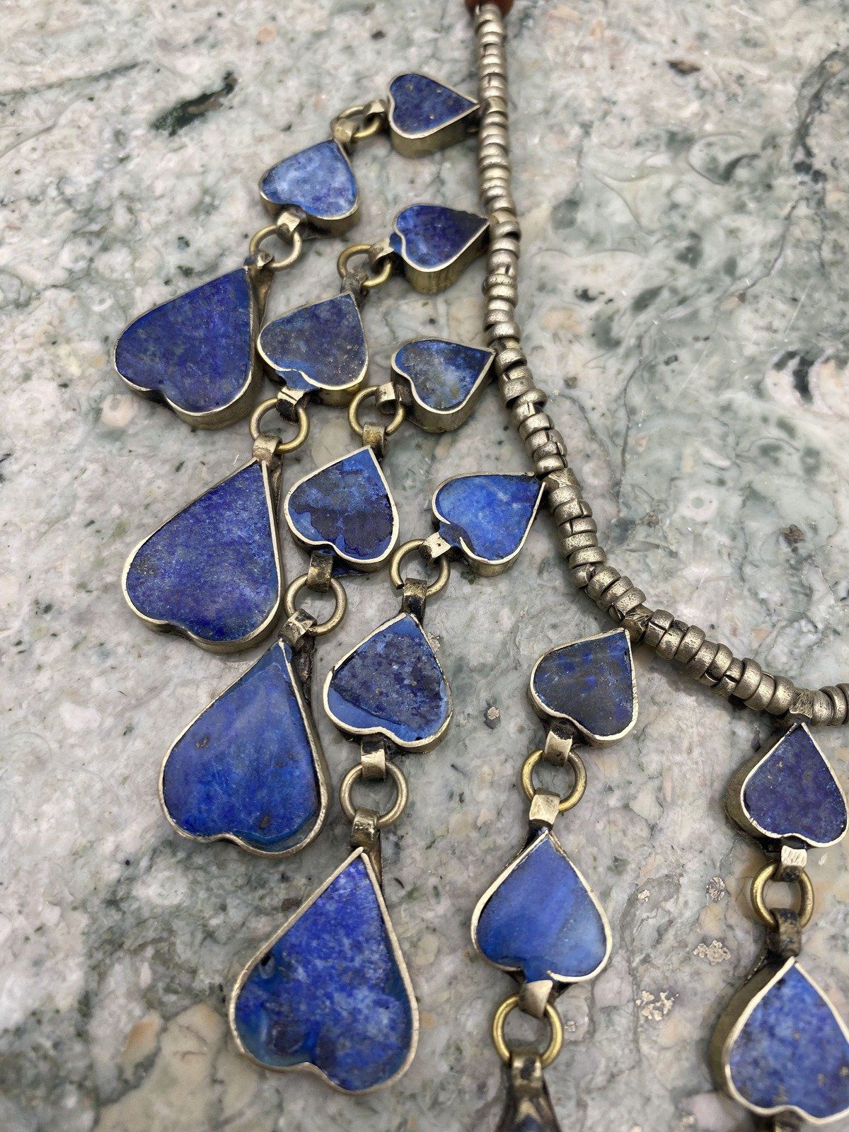 Beautiful Genuine Lapis Tribal Silver Afghan Kuchi Tribal Collar Necklace 2