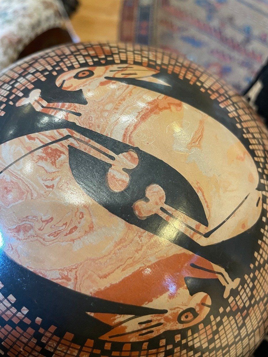 11 Mata Ortiz Signed Egged Pottery Vase w Dancing Hares 5