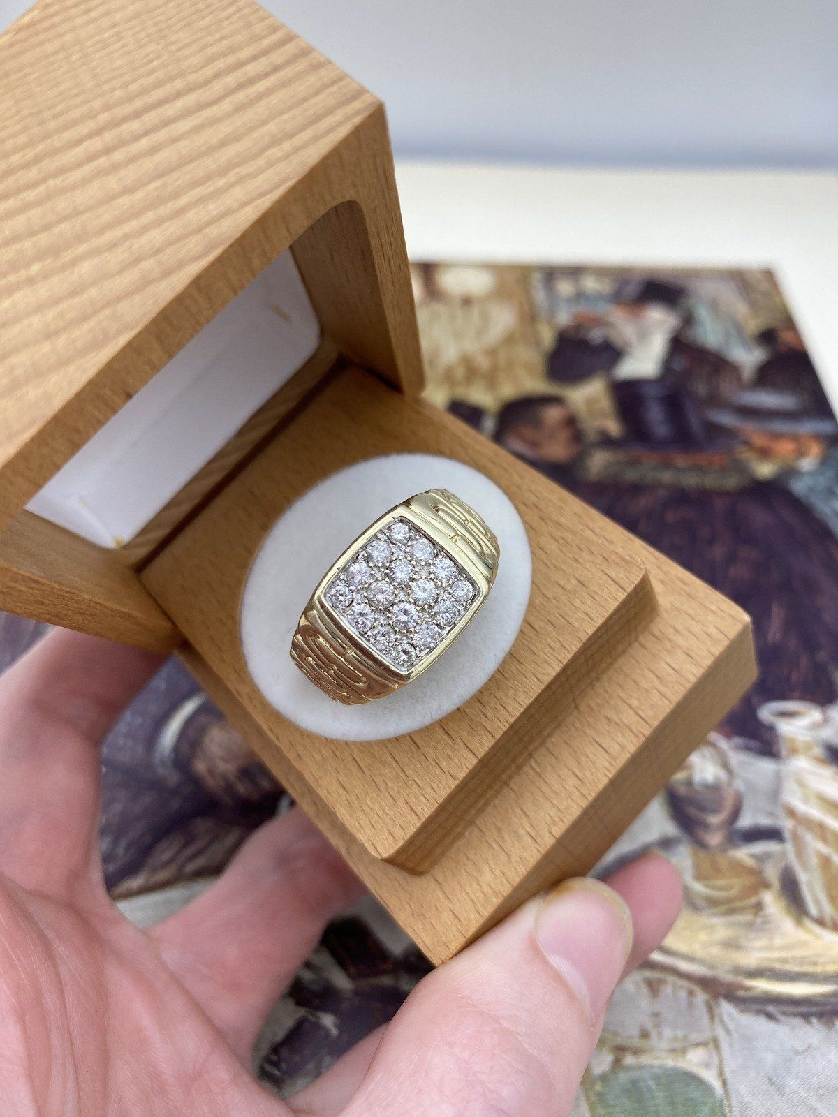 Men's 10k Bright Gold Pave Diamond Jubilee Rolex Style Ring 2