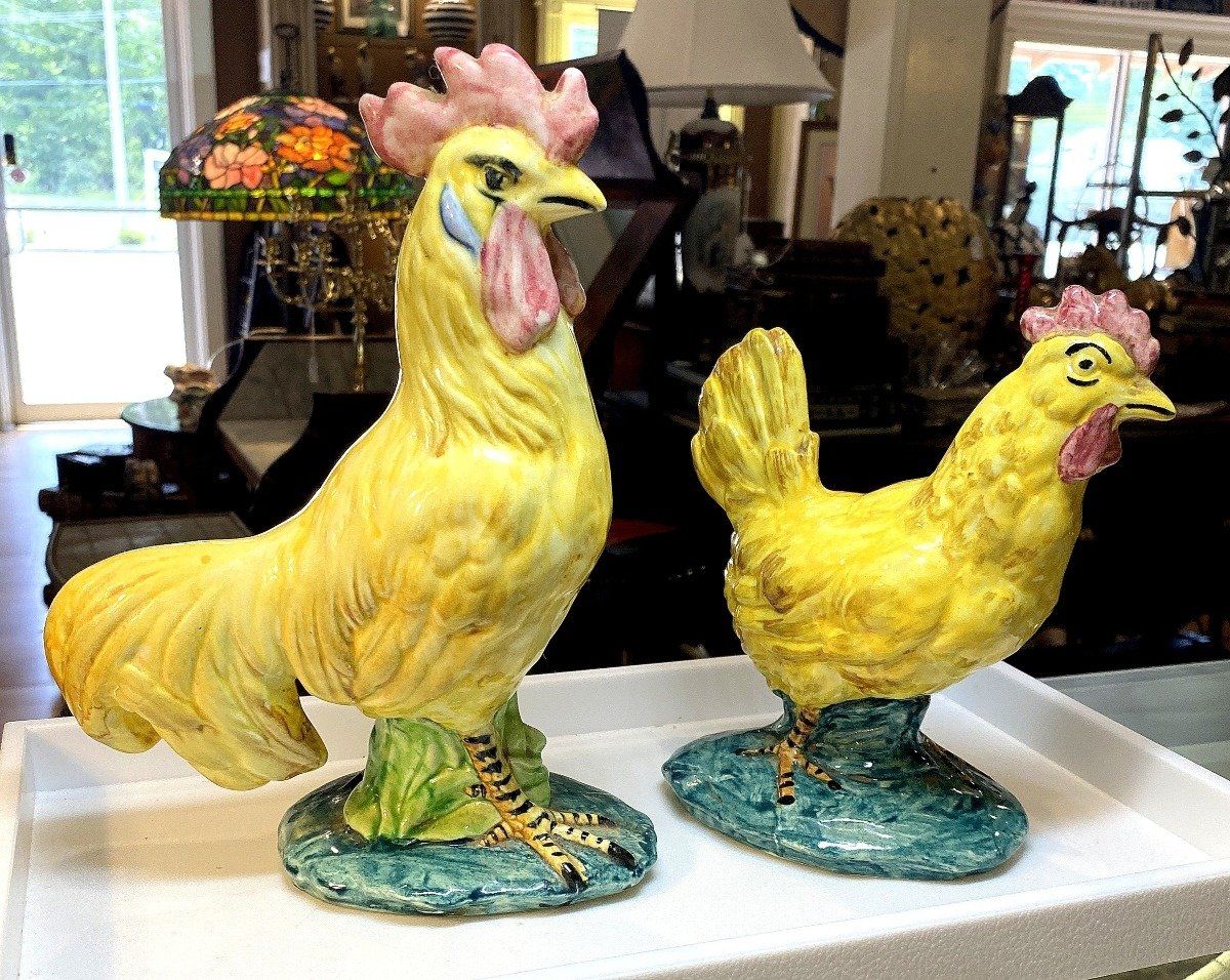 Vintage Stangl Signed Rooster and Hen Pair 2