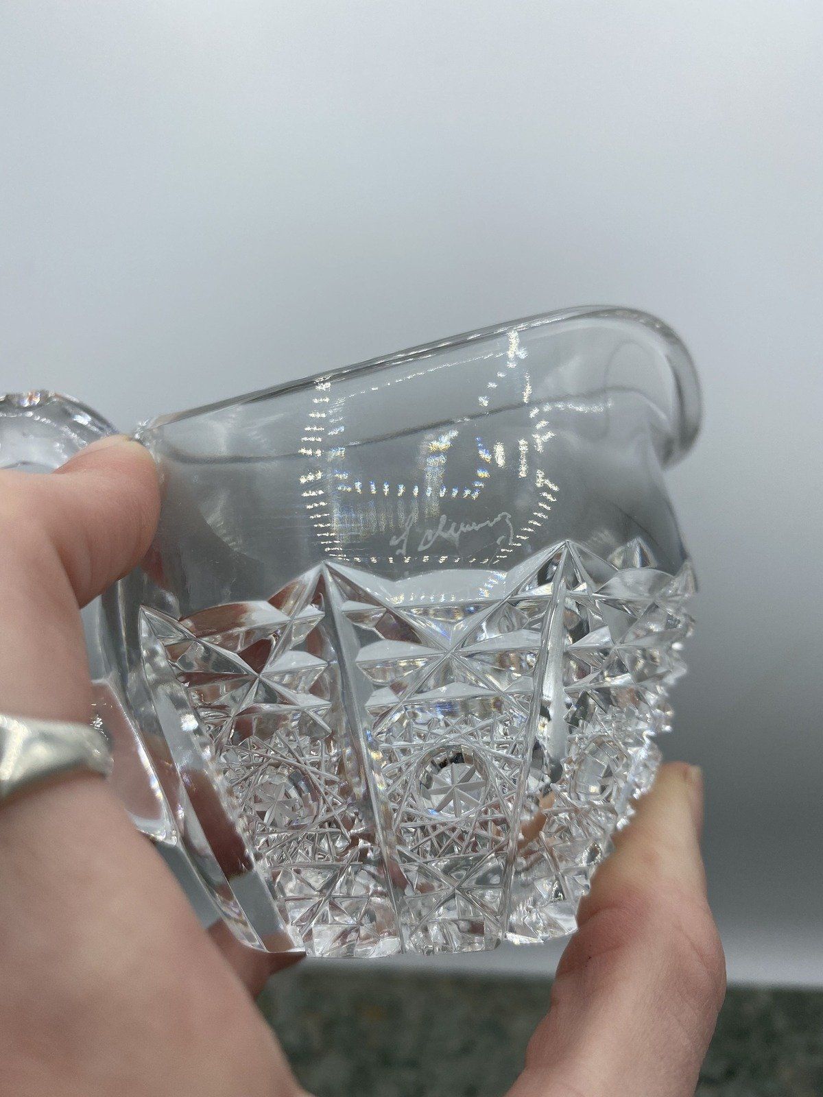 Intricately Cut German Crystal Hobstar Creamer 4