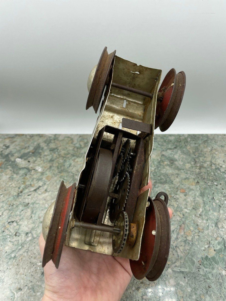 Vintage Louis Marx Aluminum Toy Wind Up Tractor 4
