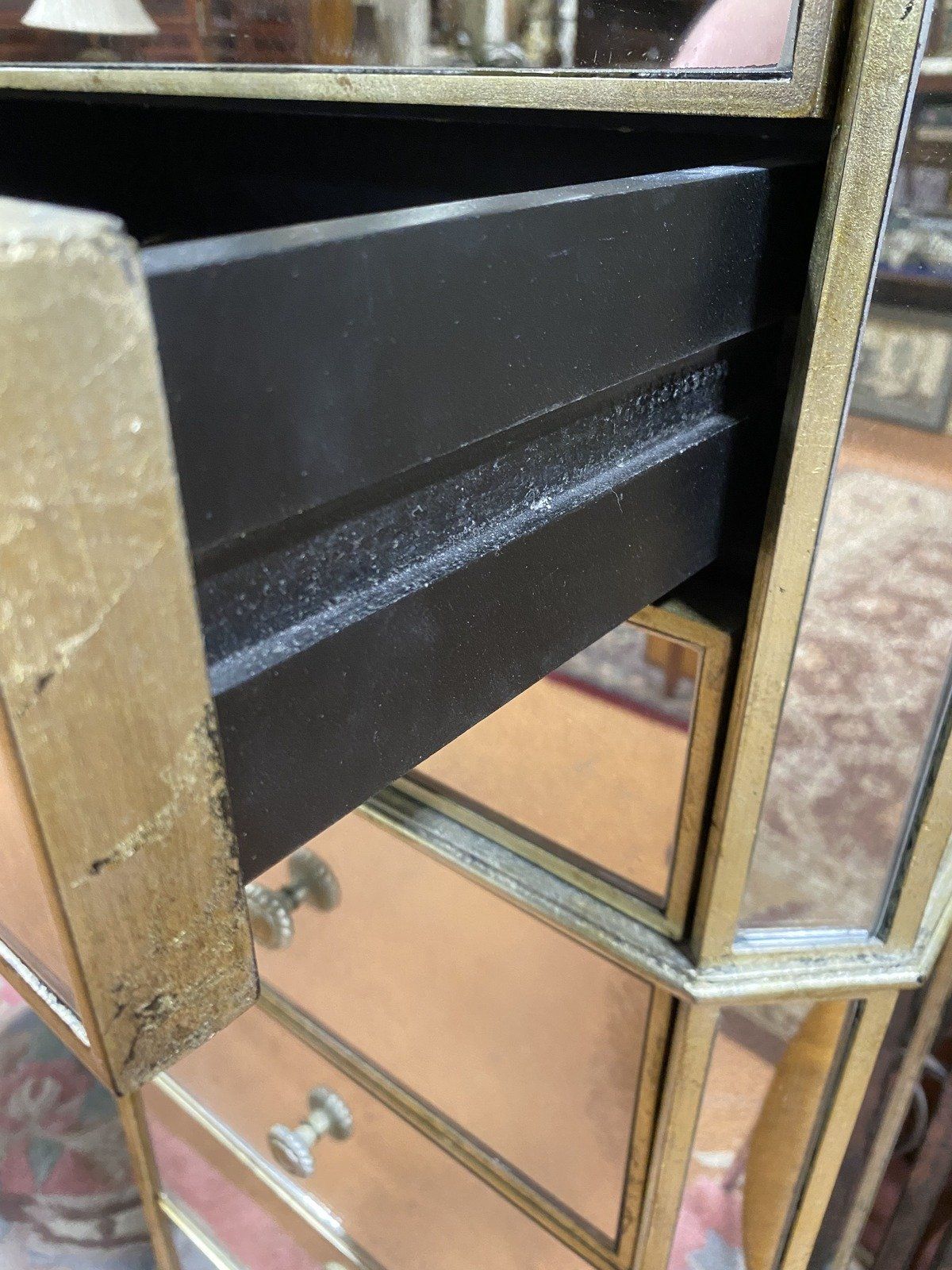 Modern Mercury Glass Mirrored Tall Chest of Drawers 5