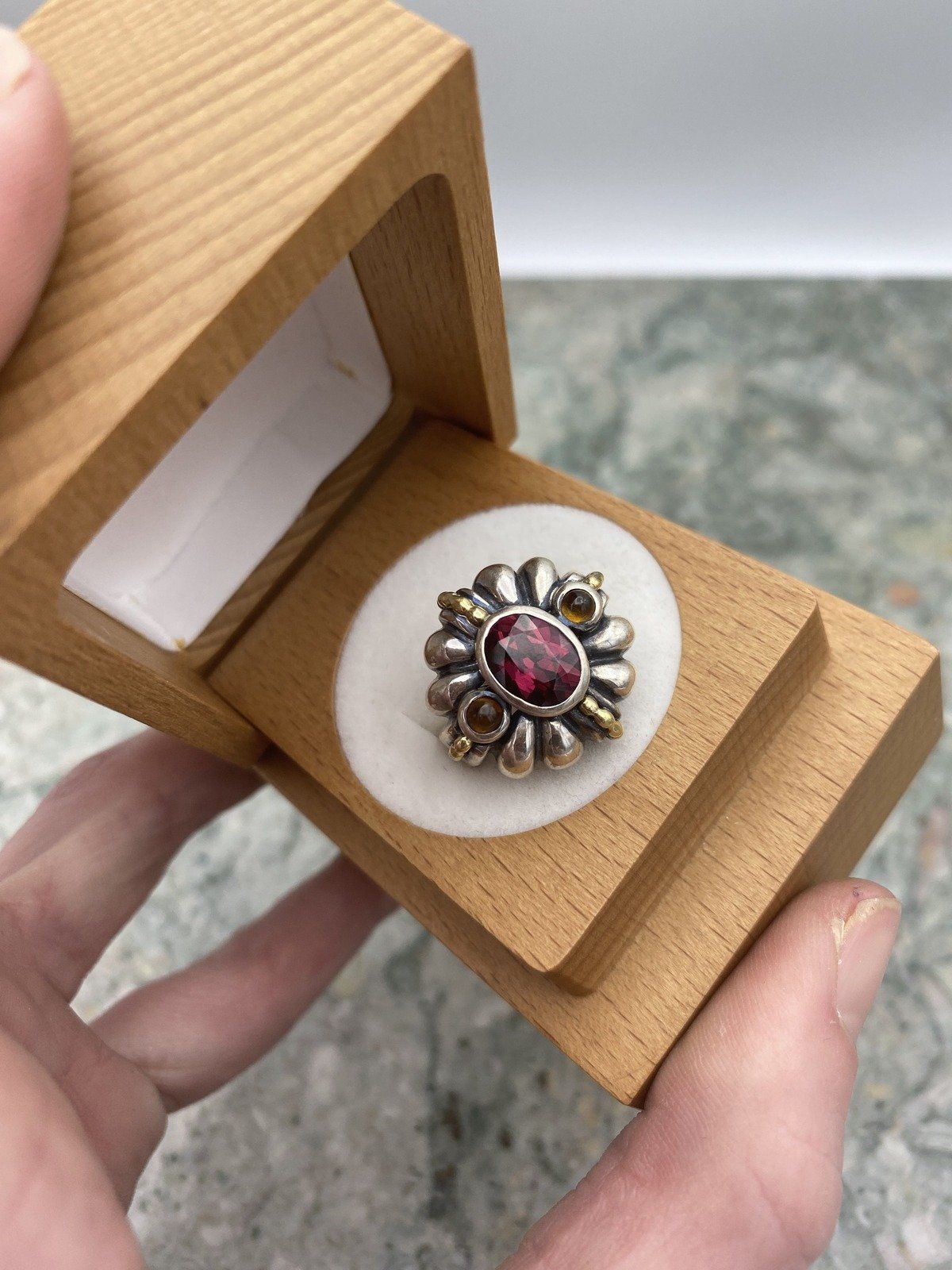 Lagos Caviar Sterling + 8k Facet Rhodalite Garnet Ring #230a 2