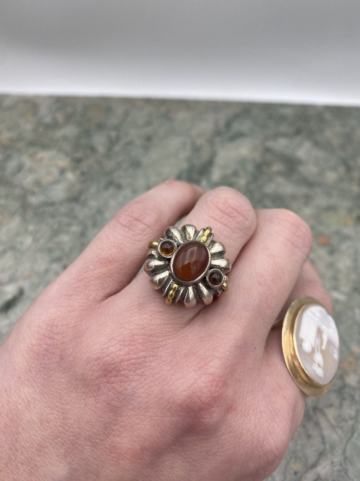 Lagos Caviar Sterling + 18k Carnelian Ring #232a 3