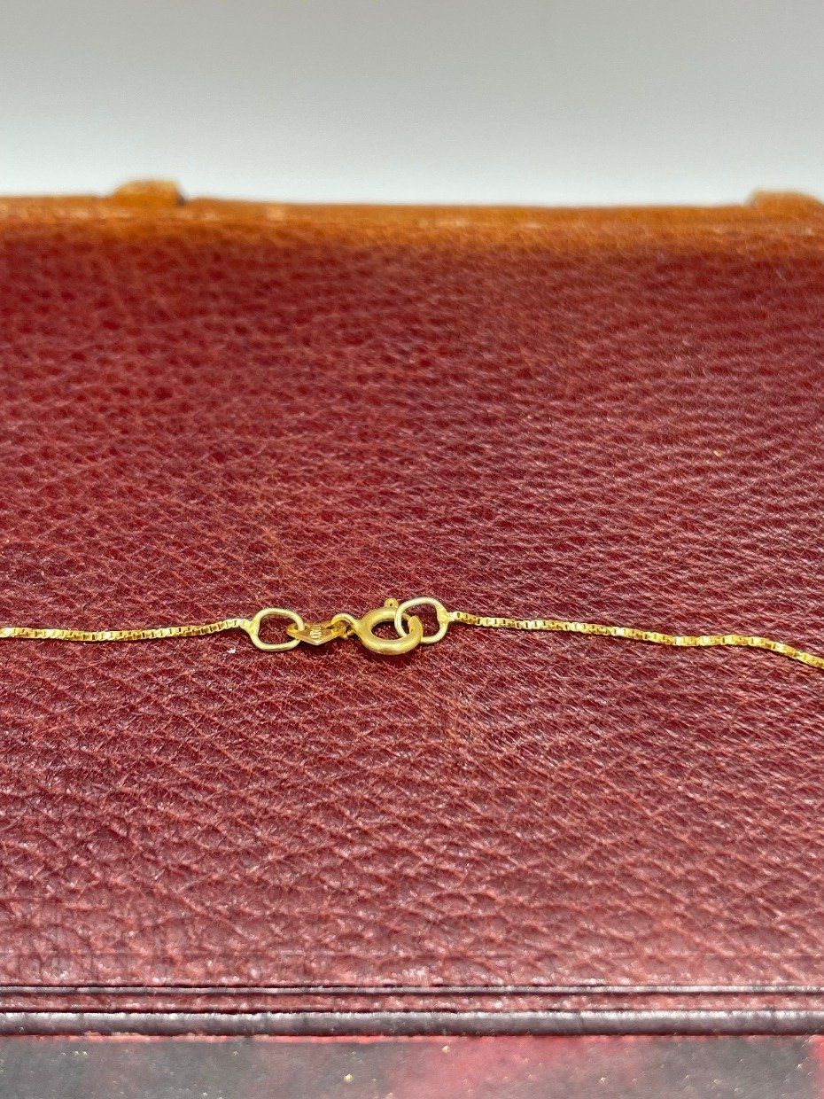 14k Gold Pear Cut Natural Amethyst 18L Necklace w Diamond Accent + Twisted Box Chain 4