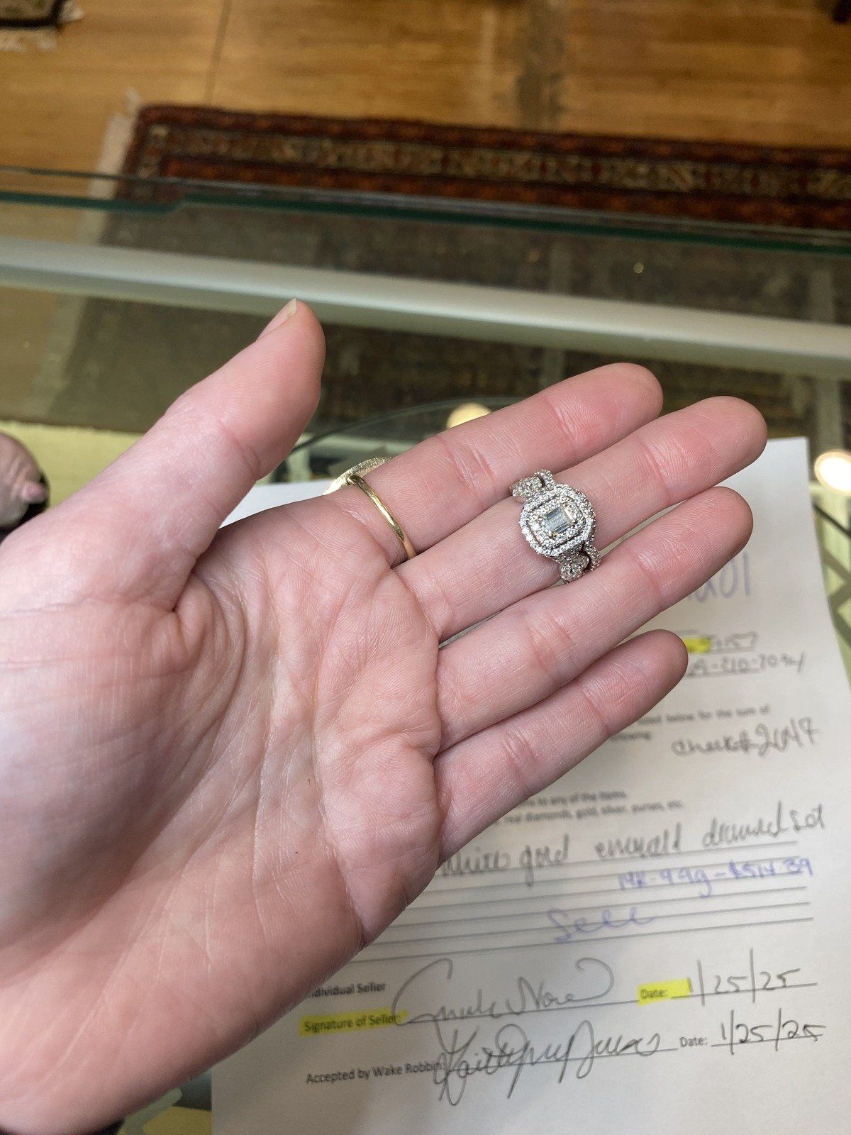14k White Gold .58ct Center Emerald Cut Diamond Bridal Set #2201 8