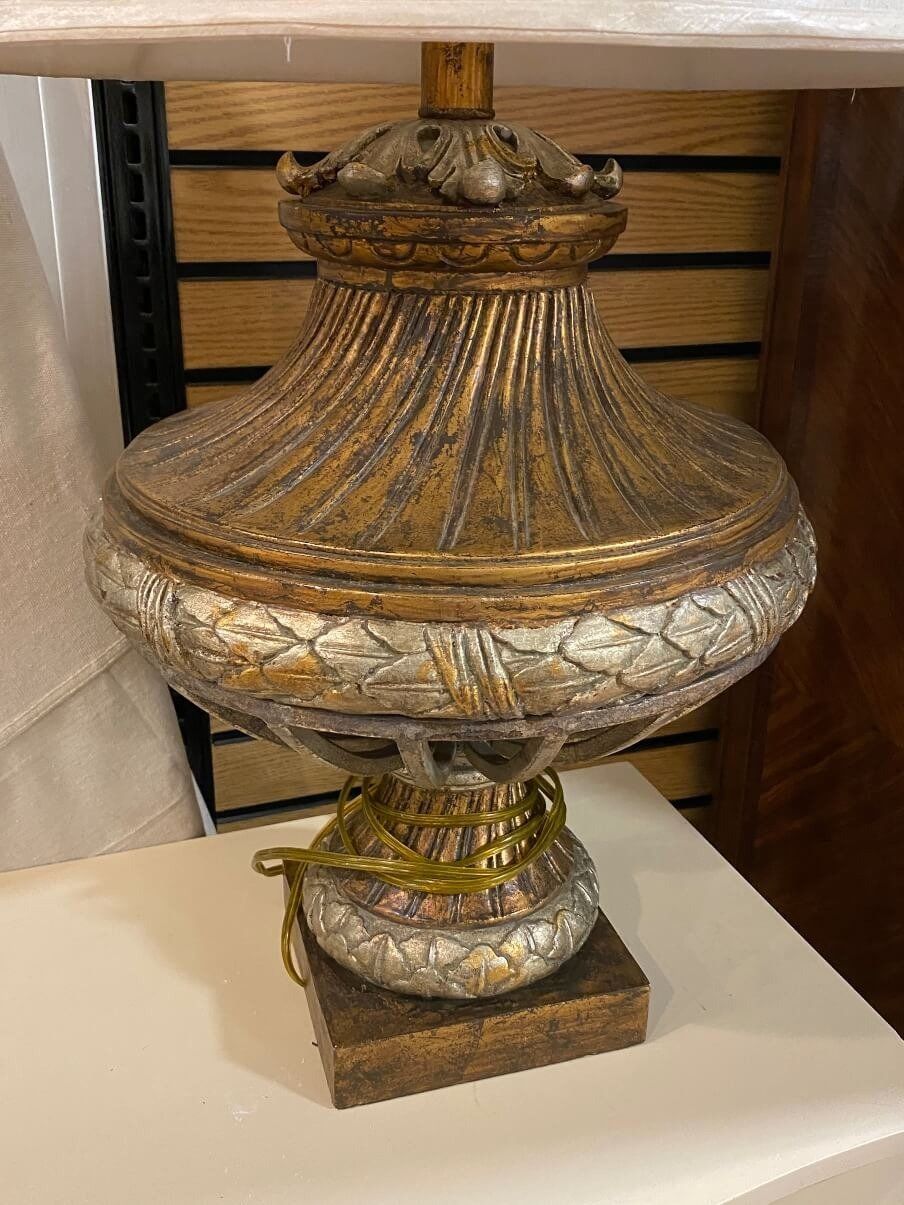 Full Body Lamp w Cream Shade + Acanthus Motif 2