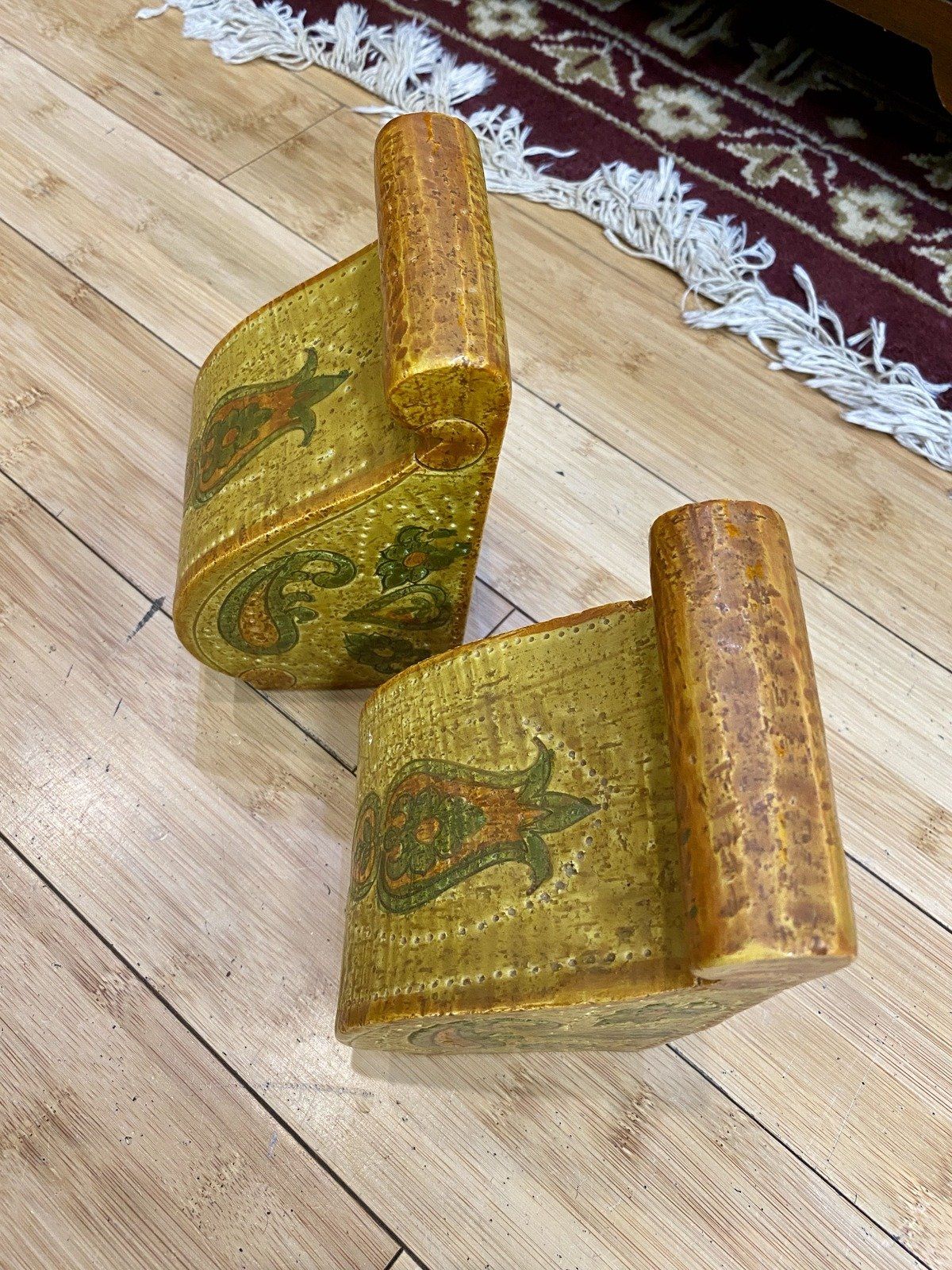 Mid Century Italian Ceramic Paisley Pottery Bookends by Rosenthal Netter 5