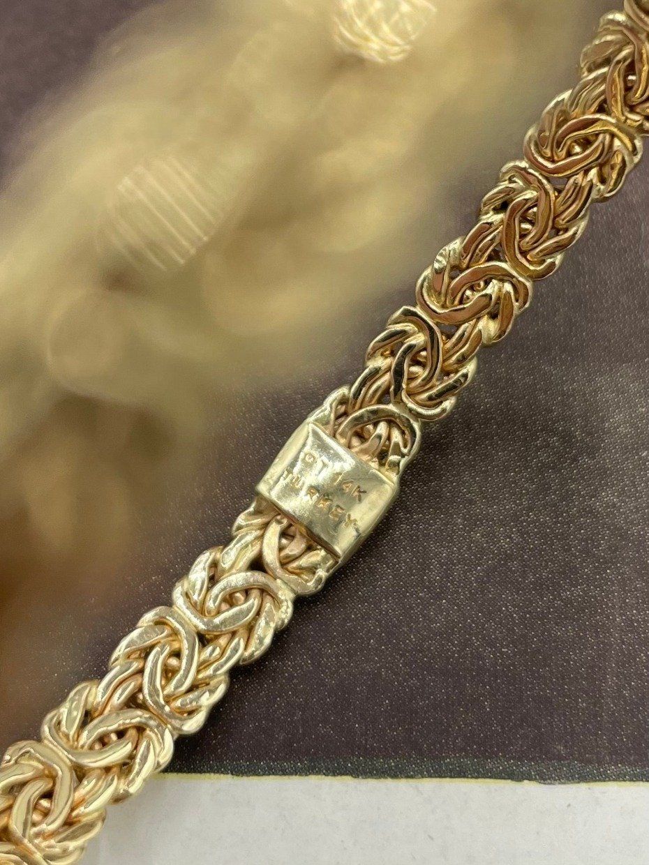 14k Turkish Gold Byzantine Sturctured 7.25 Bangle Bracelet 2