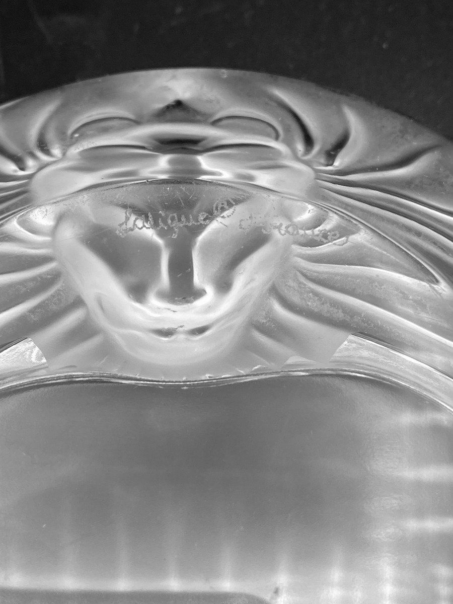 Lalique Lions Head Ash Tray 3