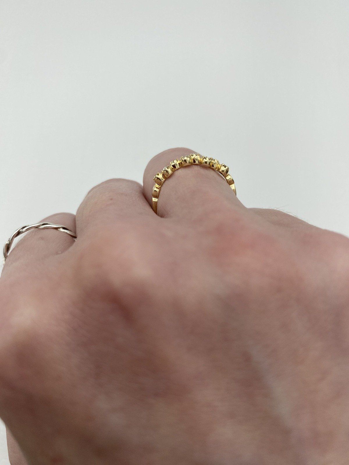 Adorable 10k Gold Chevron Pave Diamond Stackable/Engagement Ring Band 6