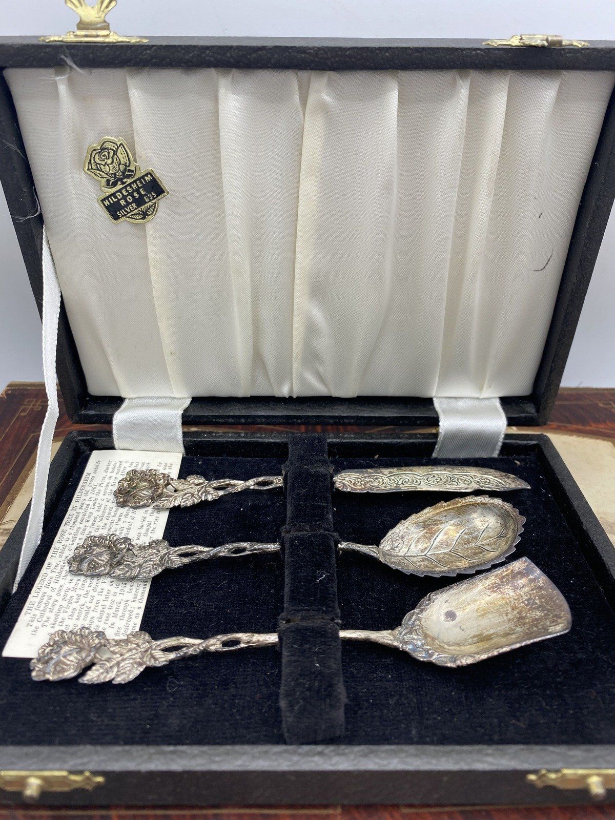 Antique German Silver .835 Hildersheim Rose 3pc Specialty Flatware Set 2