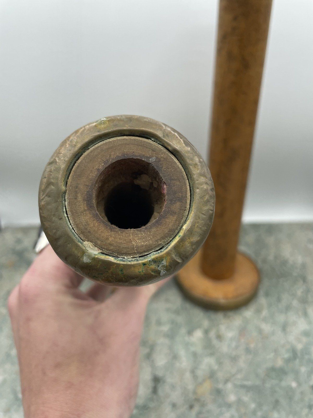 Converted Pair of Antique Tall Sewing Thread Spools Candle Stick Holders 2