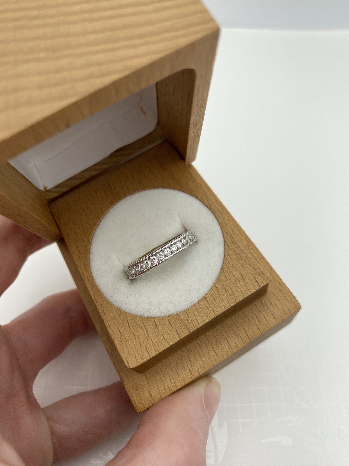 14k White Gold Open Channel Set 1.2ctw Diamond Ring Band w Grommet Milgrain Edge Detail 4