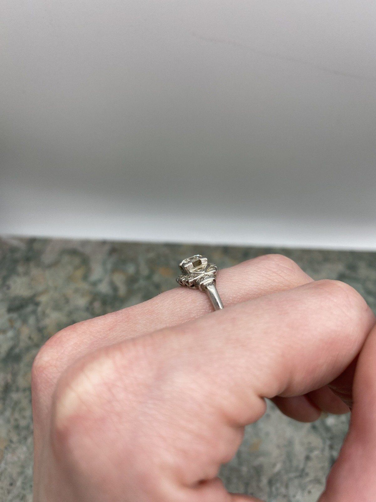 Antique c.1920s/30s Art Deco .75ct Center Platinum Crafted Ladies Diamond Engagement Ringj 6