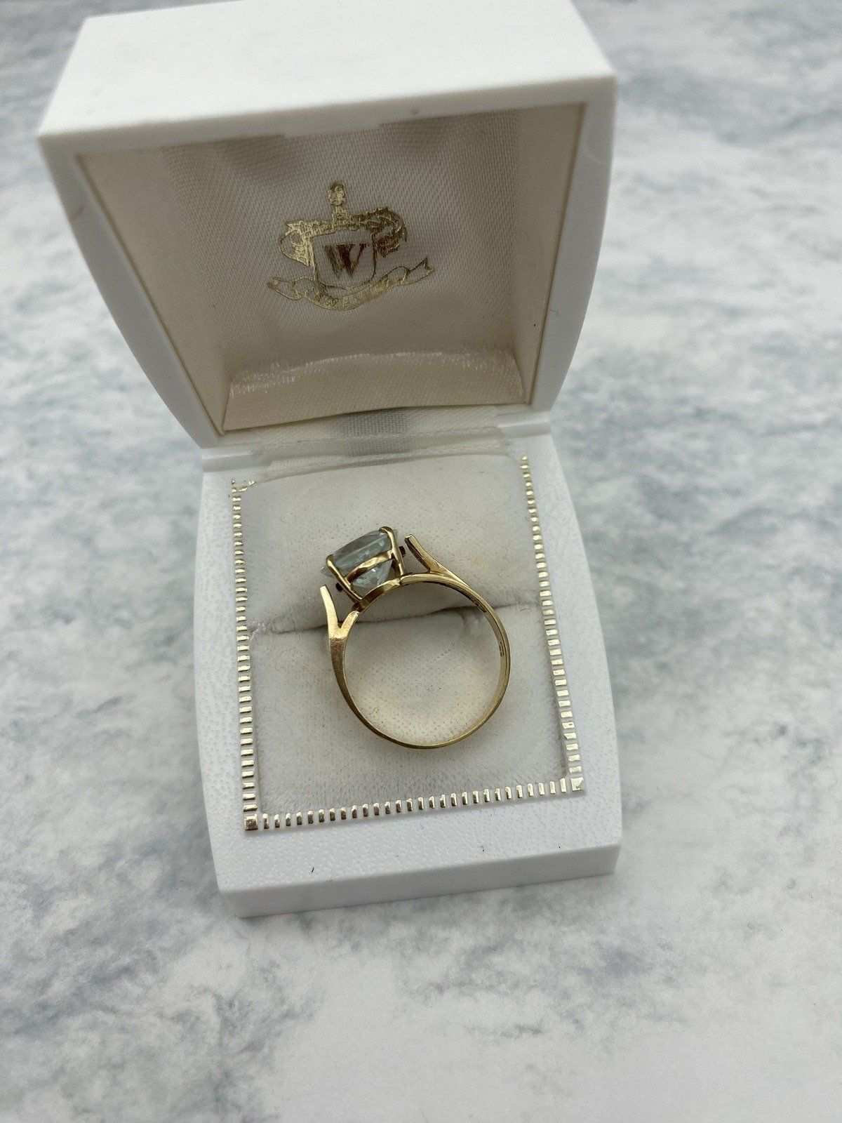 Ladies 14k Gold Large Oval Natural Aquamarine Ring w Floating Shoulder Structure 5