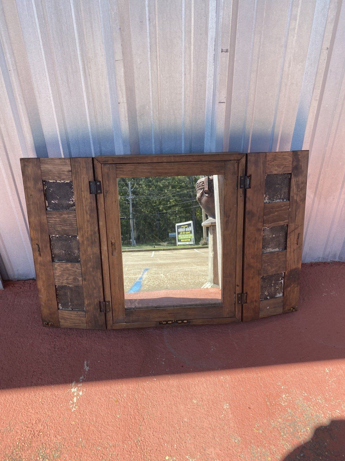 Antique Tonala Tile Wooden Medicine Cabinet + Mirror Interior 2