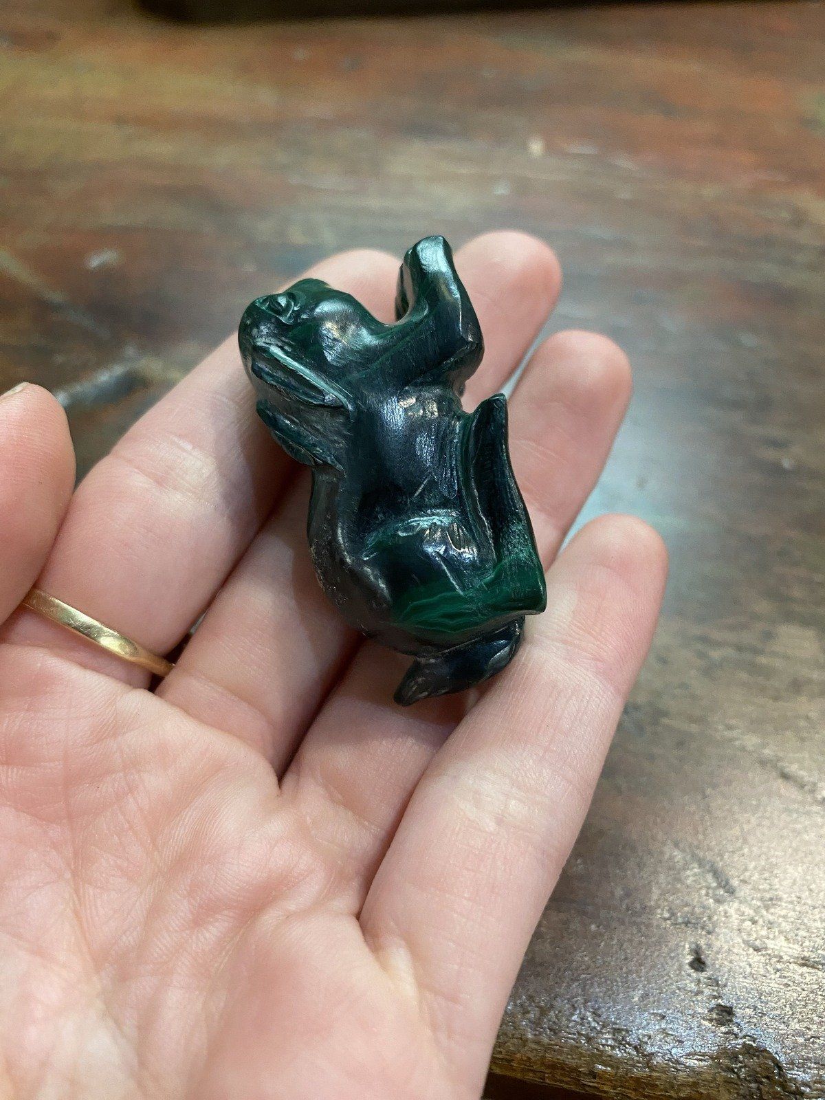 Genuine Natural Malachite Carved Hare Figurine 7