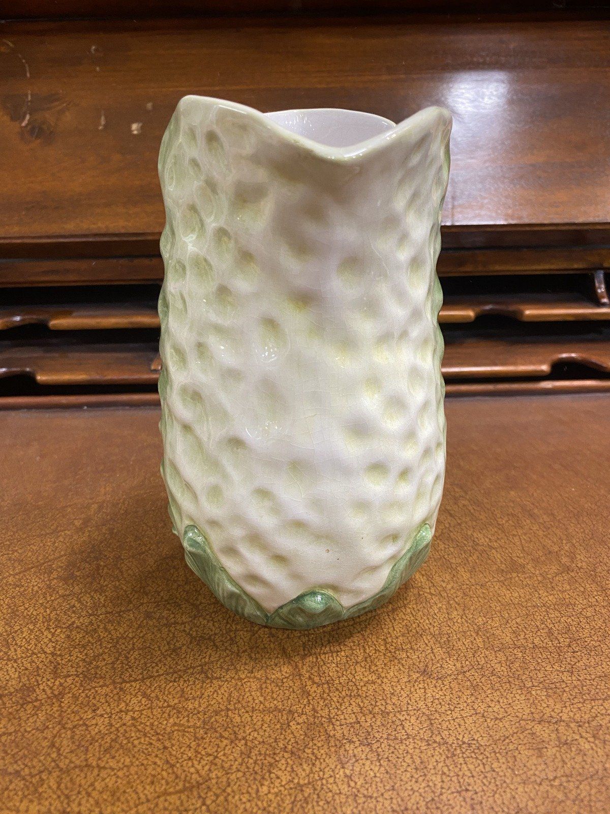 Vintage San Marco Majolica Pea Pod Drink Pitcher 6.75 5