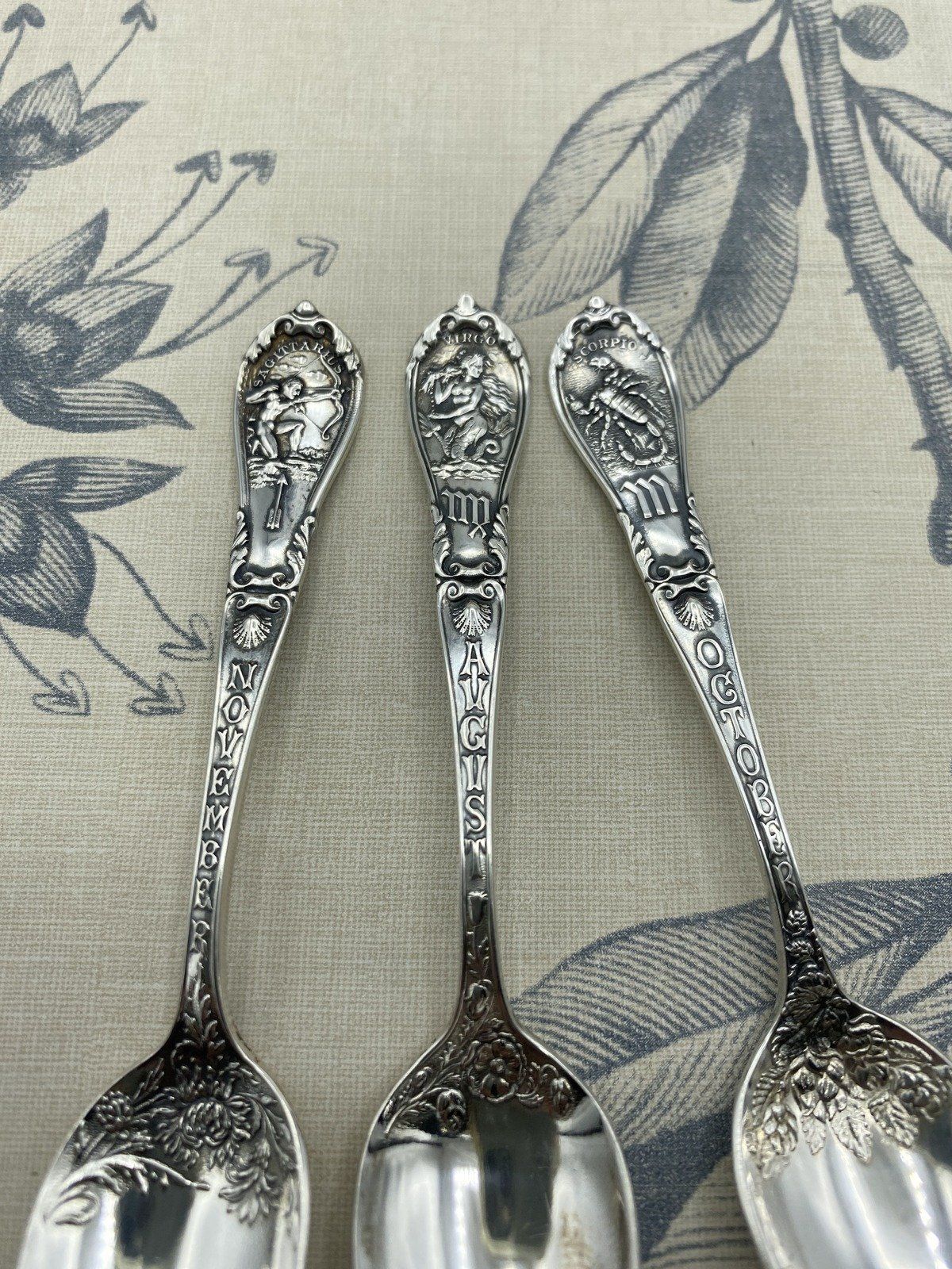Sterling Silver Zodiac Motif Demitasse Spoons SOLD INDIVIDUALLY 2