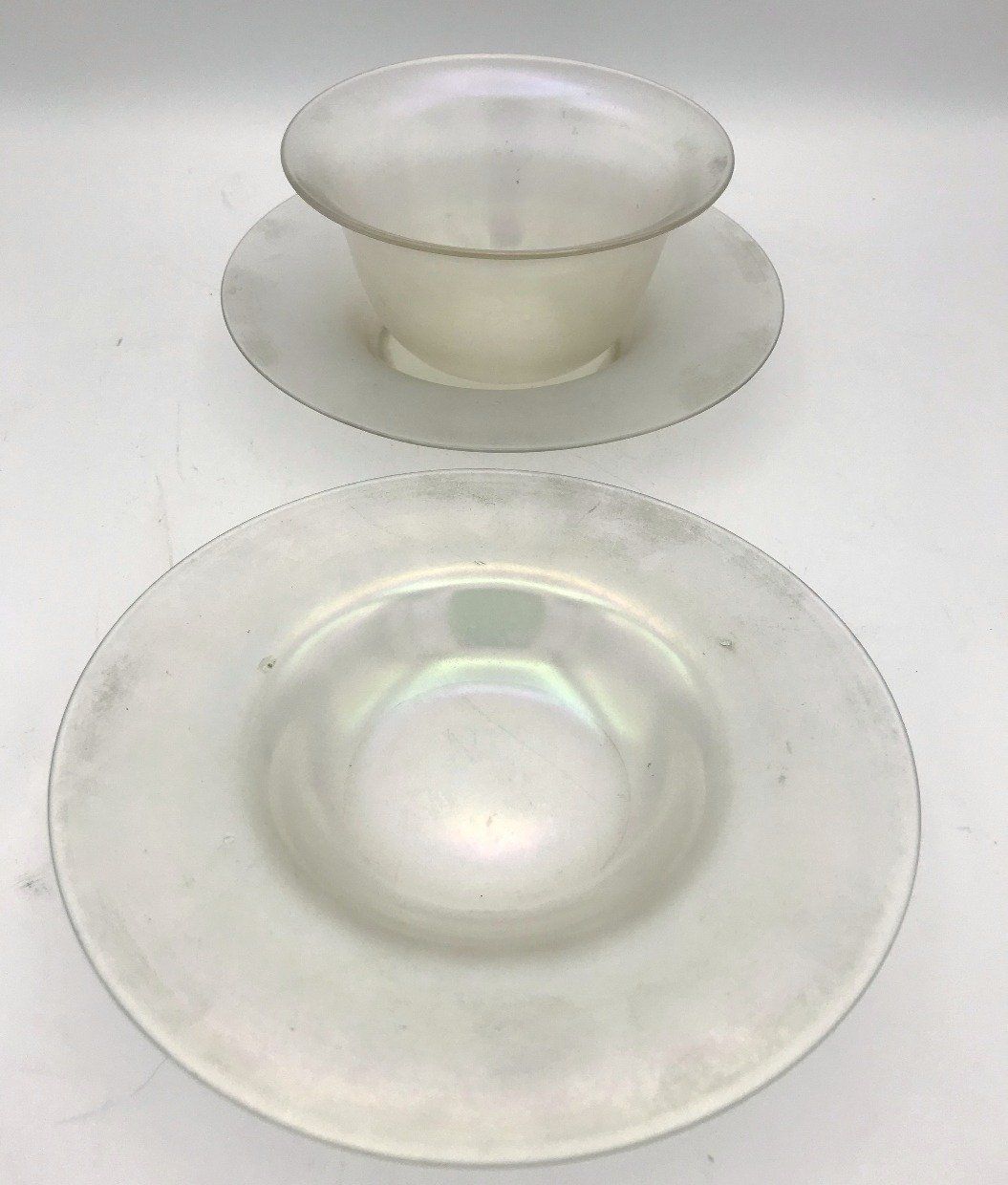 Steuben Art Glass Verre De Soie Bowl and Saucer 3