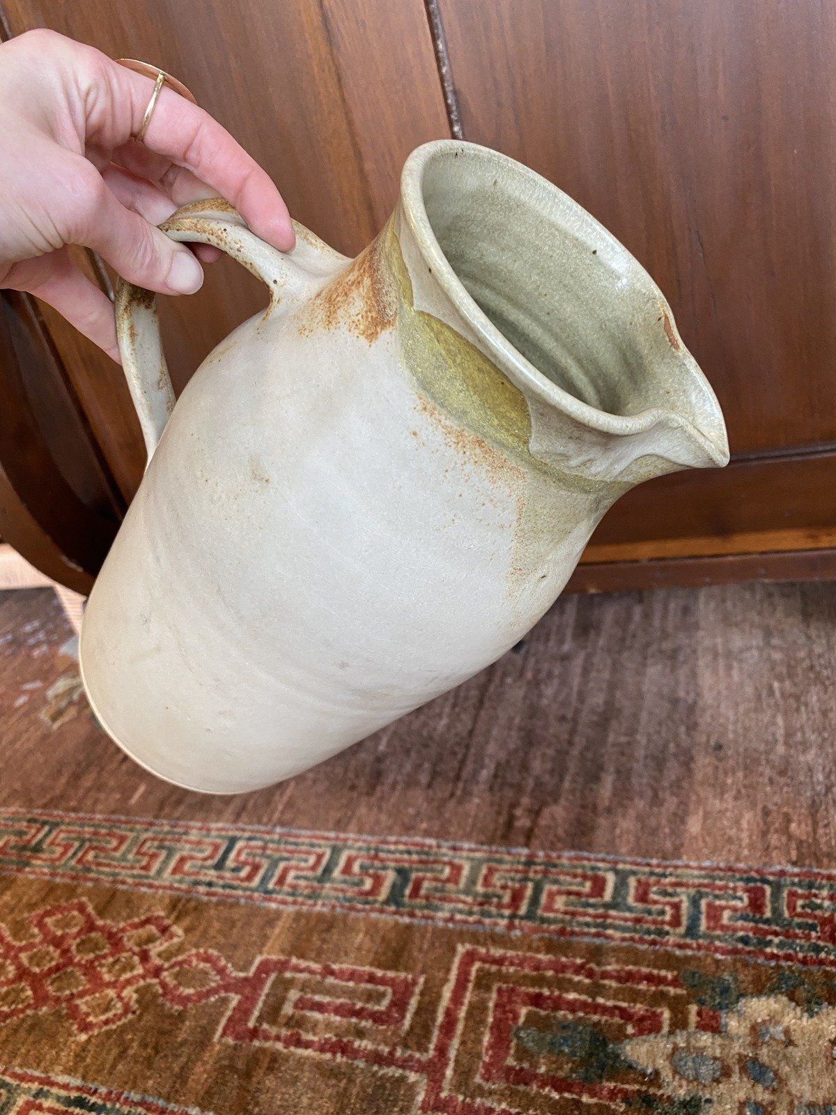 Vintage c.1987 MS Artist Pat Gavin Signed + Dated 9.5h Stoneware Pottery Pitcher 12