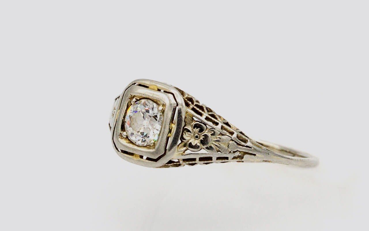 Ladies 14k White Gold Diamond Ring with .34 Brilliant Cut Solitaire Diamond 2