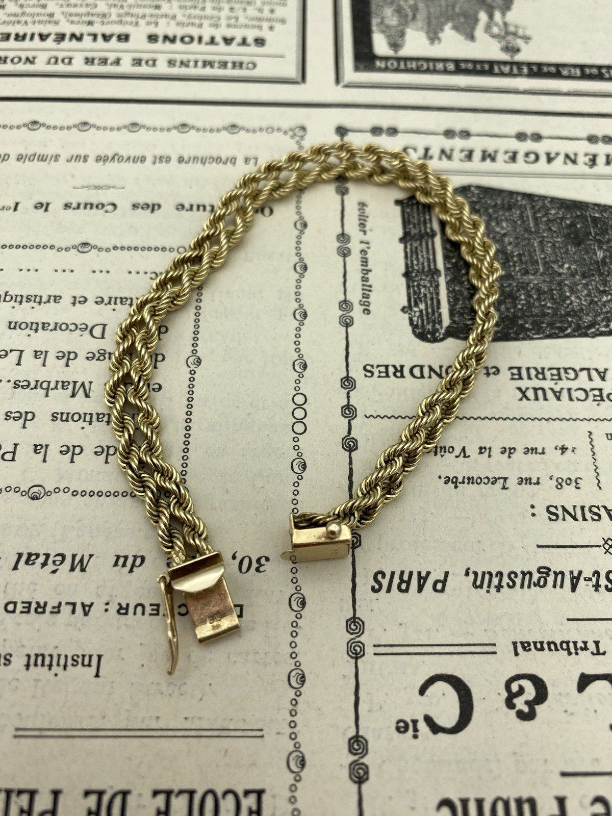 14k Solid Gold Double Rope Chain 7.25L Bracelet 4