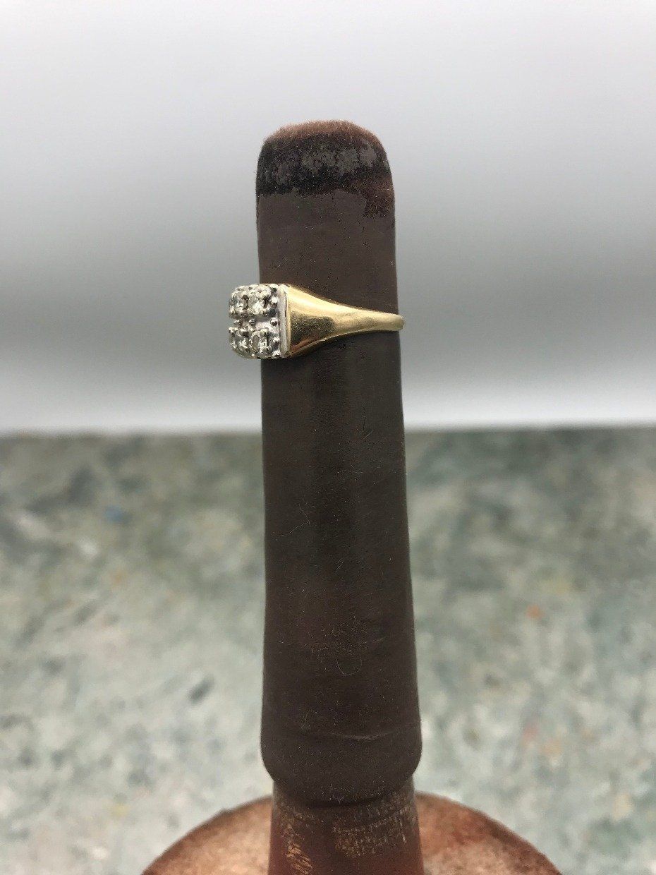 Antique 14k Gold Dual Row Diamond Ring Band 3
